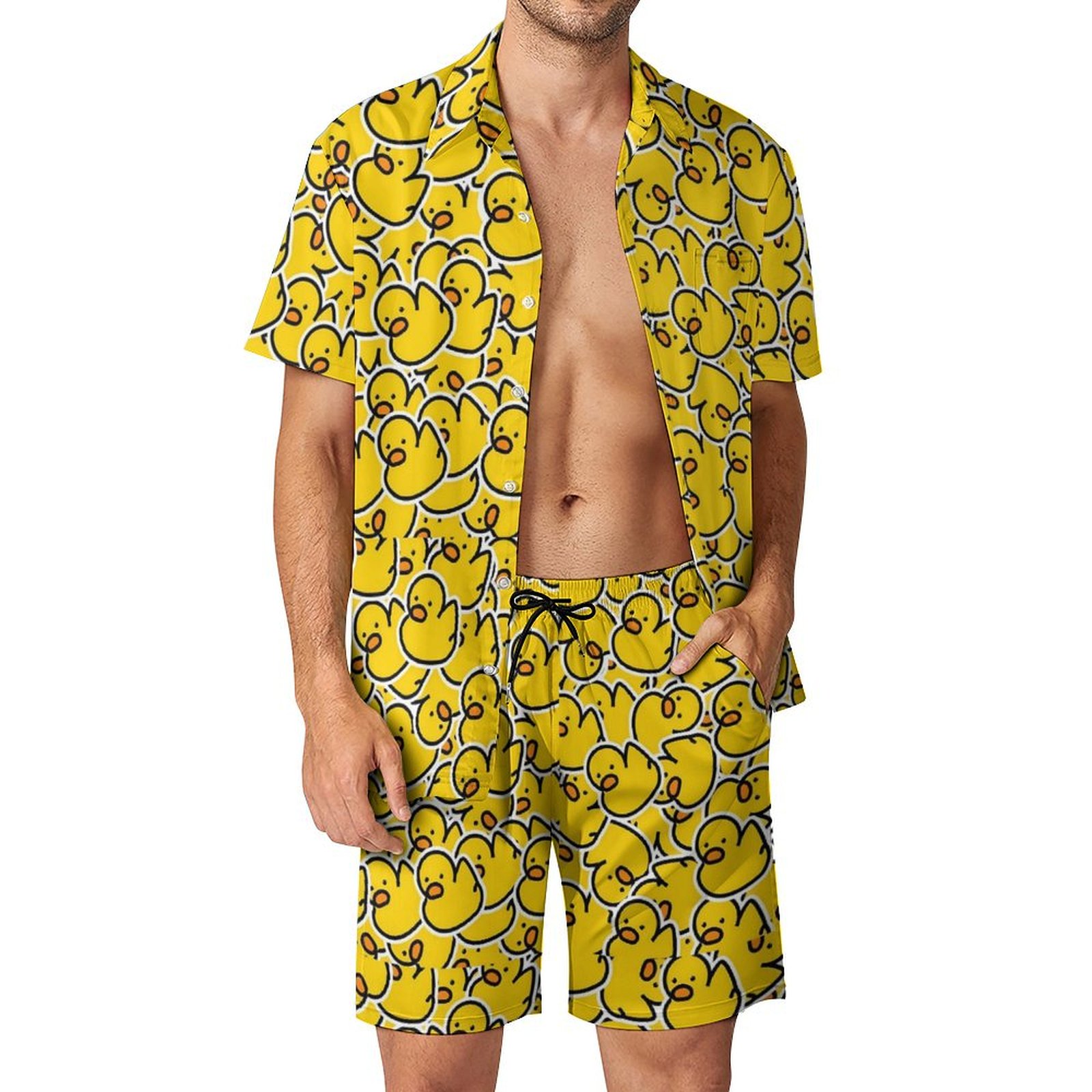 Men'S Formal Beach Wear - Summer Yellow Rubber Duck 3D Print