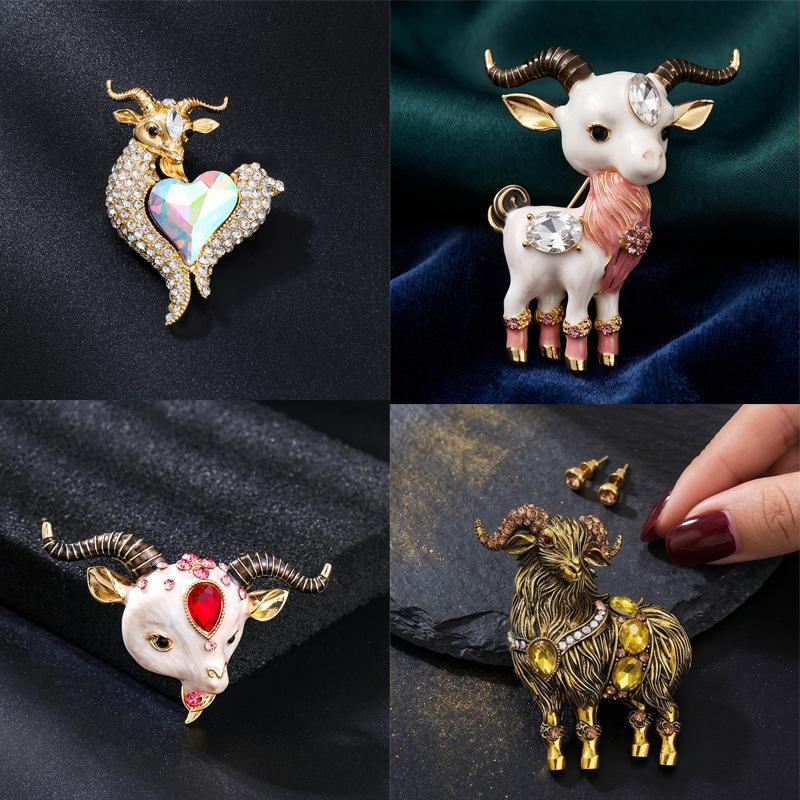 Unique Rhinestone Goat Brooch  - Unique Men'S Formal Wear review and price