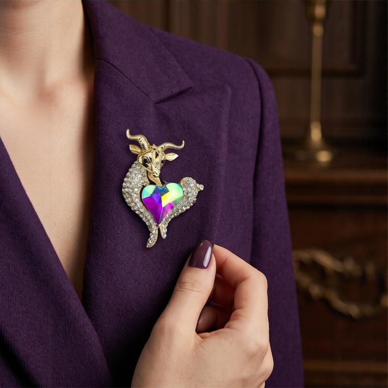 Unique Rhinestone Goat Brooch  - Unique Men'S Formal Wear review and price