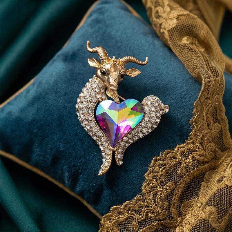 Unique Rhinestone Goat Brooch  - Unique Men'S Formal Wear review and price