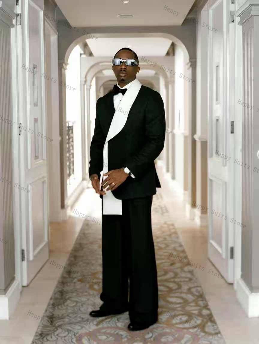 Black White Men Suit Set 2 Pcs - Men Formal Wear Outfits review and price
