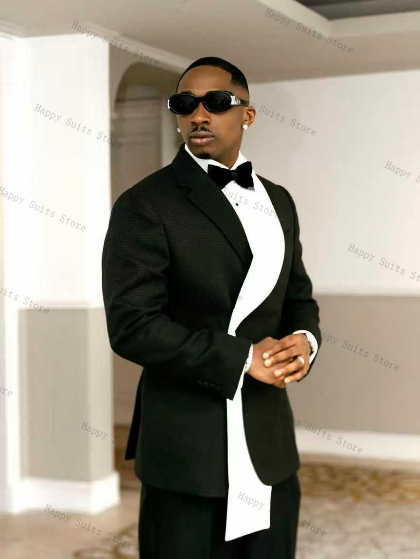 Black White Men Suit Set 2 Pcs - Men Formal Wear Outfits review and price