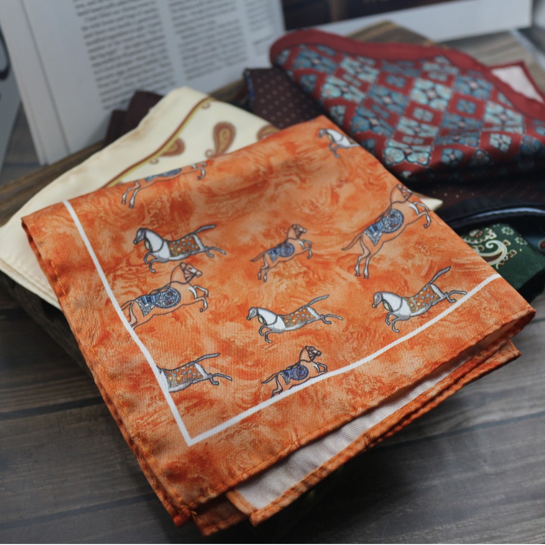 Vintage Print Pocket Square  M - Men Formal Wear With Scarf review and price