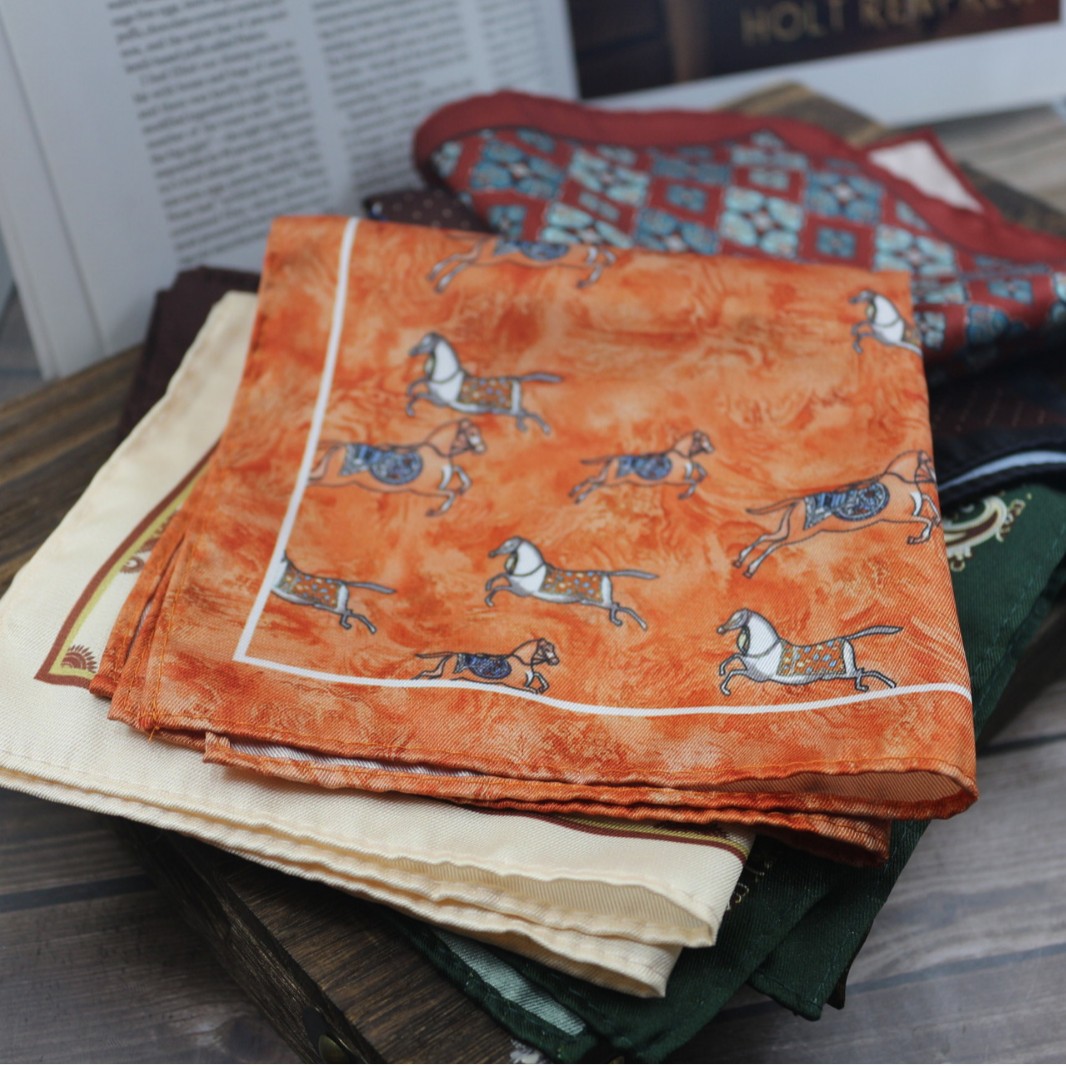 Vintage Print Pocket Square  M - Men Formal Wear With Scarf review and price