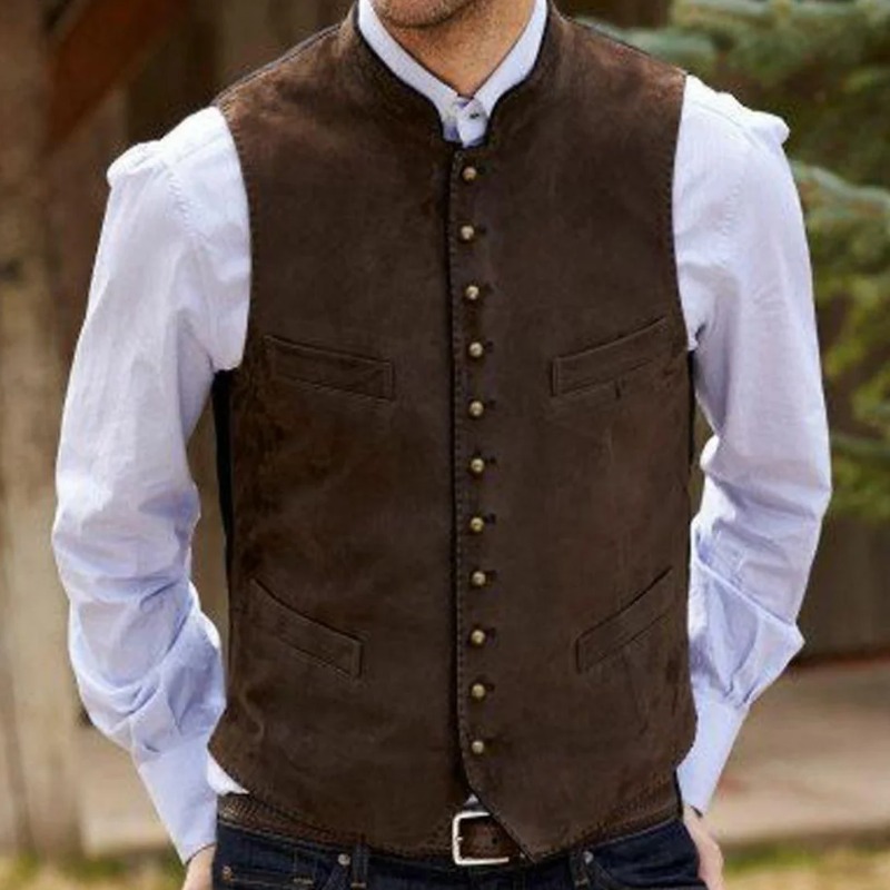 Men Vest Coffee Suede Velvet S - Men Formal Wear Outfits review and price