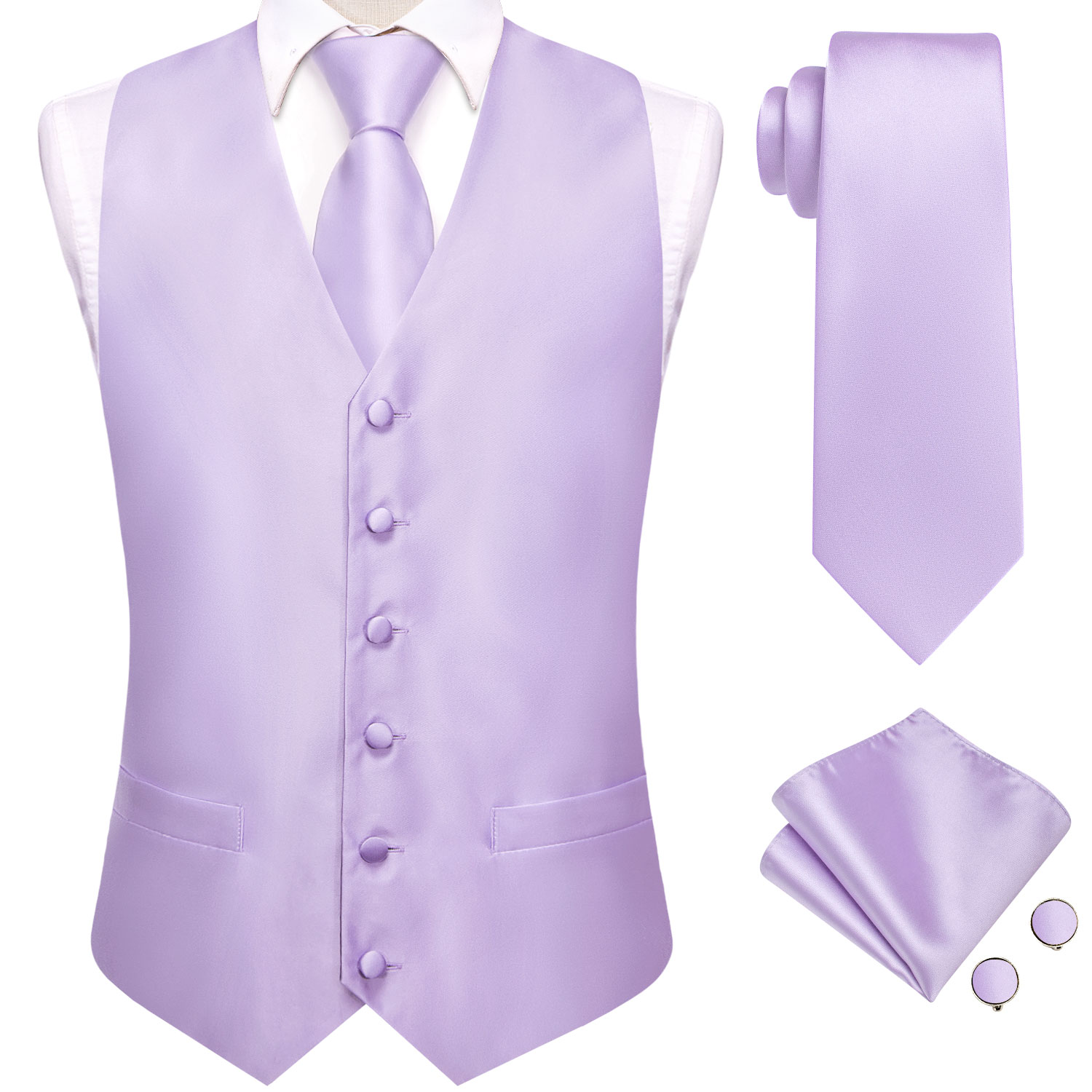 Hi-Tie Solid Voilet Lilac Mens - Formal Vest Waistcoat review and price