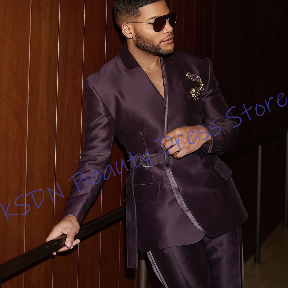 Elegant Purple Satin Men’s Sui - Men Formal Wear Purple review and price