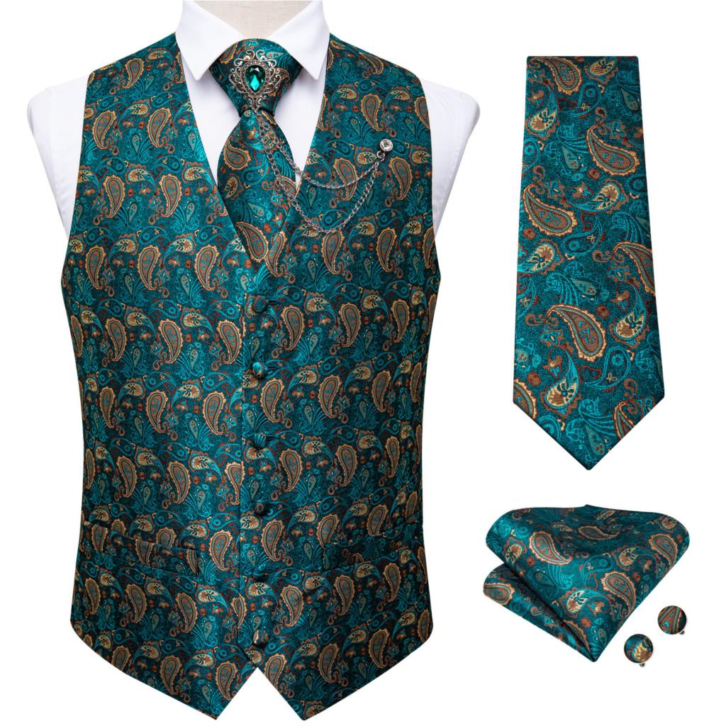 New Teal Green Paisley Formal  - Formal Vest Waistcoat review and price
