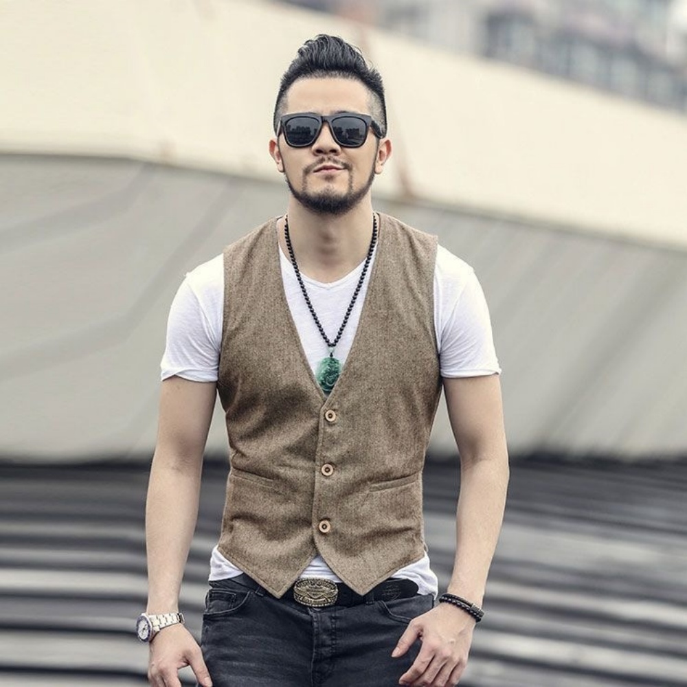 V Neck Men's Linen Vest Single - Formal Vest Waistcoat review and price