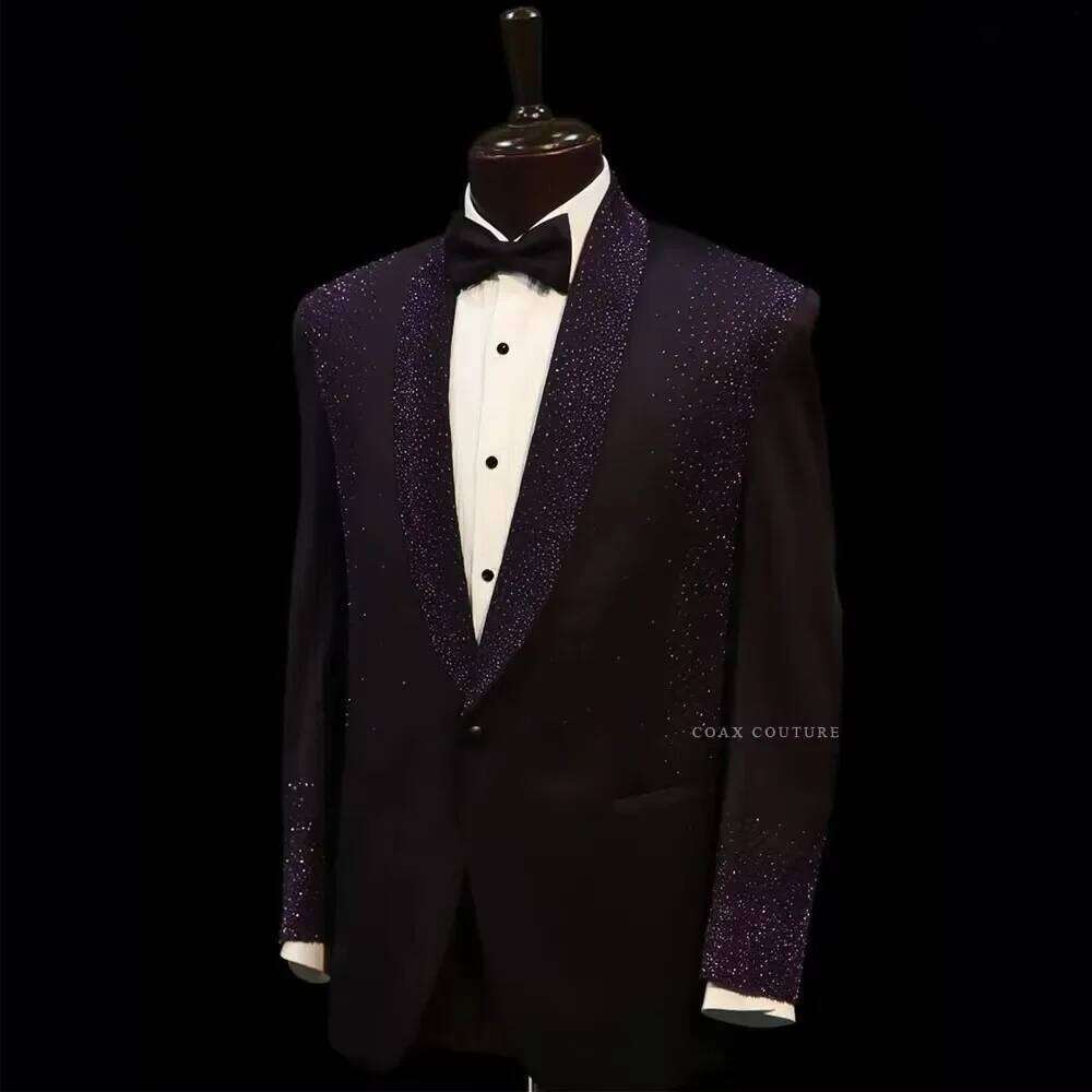 Purple Glitter Crystal Formal  - Men Formal Wear Purple review and price